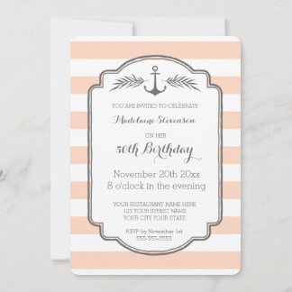 Vintag Stripes Nautical 50. Geburtstagsparty Einladung