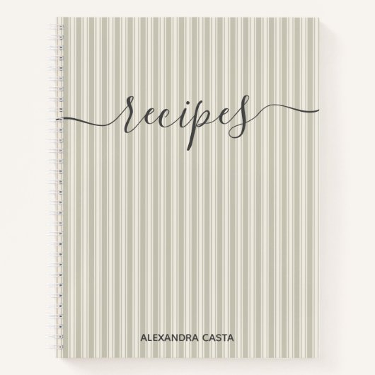 Vintag Striptes Minimalistisches Skript Benutzerde Notizblock (Vorderseite)