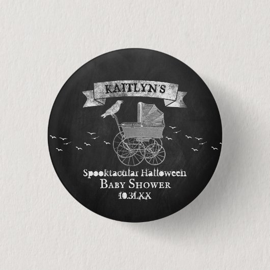 Vintag Stroller Halloween Kinderdusche Button (Vorderseite)