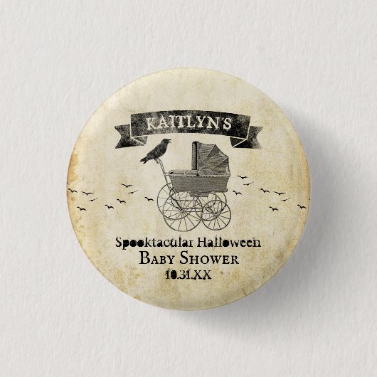 Vintag Stroller Halloween Kinderdusche Button (Vorderseite)