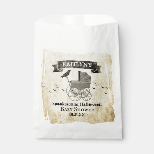 Vintag Stroller Halloween Kinderdusche Geschenktütchen (Vorderseite)