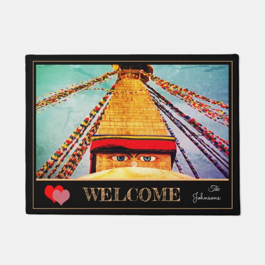 Vintag Stupa - Boudhanath, Kathmandu, Nepal Fußmatte (Vorderseite)