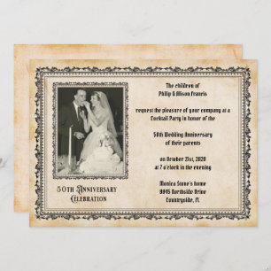 Vintag Style 50th Anniversary Celebration Einladung