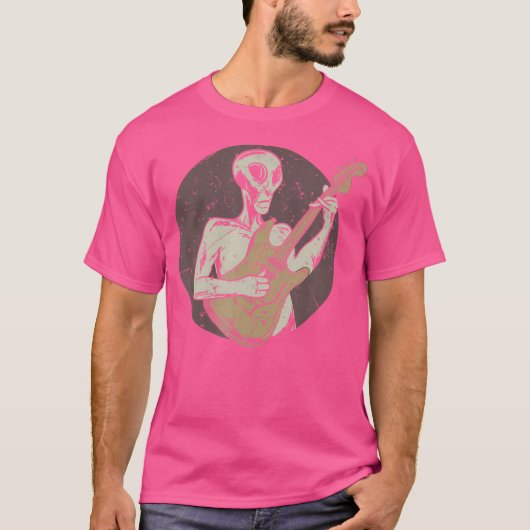 Vintag Style Alien Guitar T-Shirt (Vorderseite)