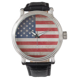 Vintag Style American Flag Patriotic Armbanduhr