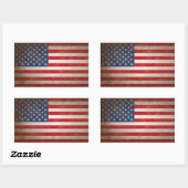 Vintag Style American Flag Patriotic Design Rechteckiger Aufkleber (Blatt)