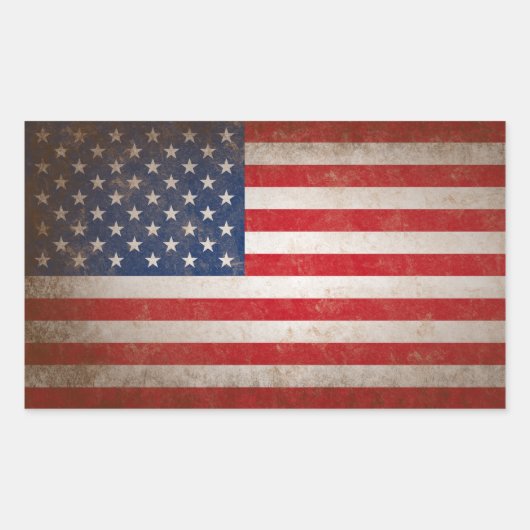 Vintag Style American Flag Patriotic Design Rechteckiger Aufkleber (Vorderseite)