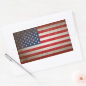 Vintag Style American Flag Patriotic Design Rechteckiger Aufkleber (Umschlag)