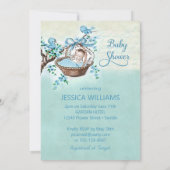 Vintag Style Baby Boy & Birds Babydusche Einladung (Rückseite)