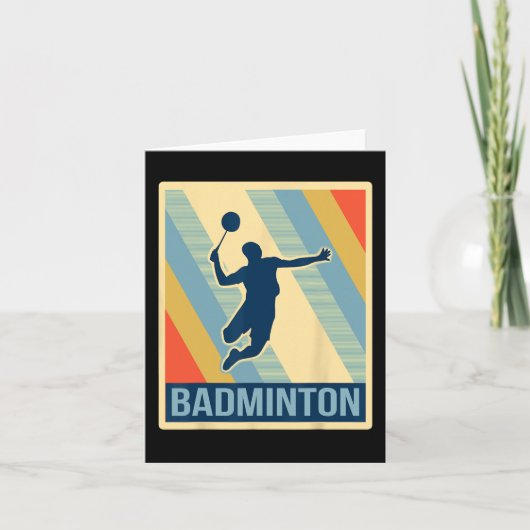 Vintag Style Badminton T Shirt Karte (Vorderseite)