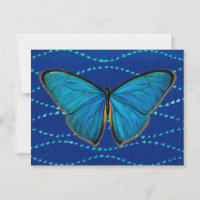 Vintag Style Blue Butterfly Postcard