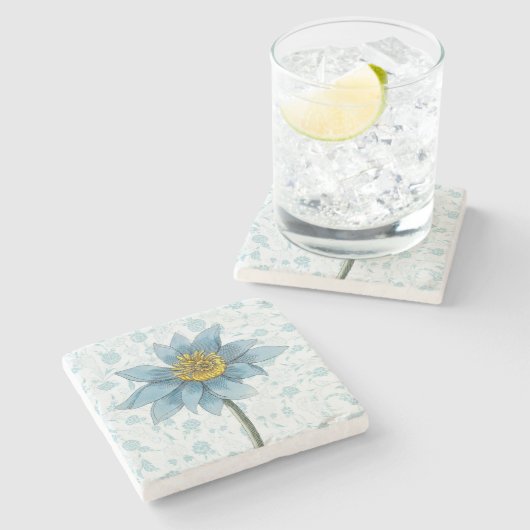 Vintag Style Blue Daisy Blume Untersetzer (Seitenansicht)