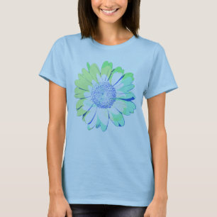 Vintag Style Blue verblasste Daisy Blume T - Shirt