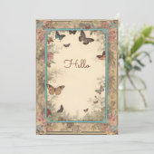 Vintag Style Blume Schmetterlinge Hallo Flat (Stehend Vorderseite)