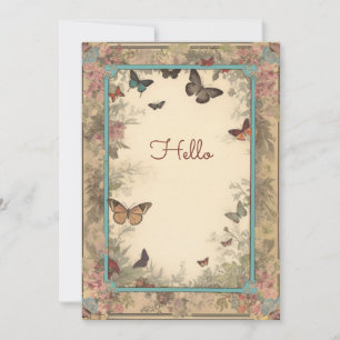 Vintag Style Blume Schmetterlinge Hallo Flat