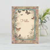Vintag Style Blume Schmetterlinge Hallo Flat (Stehend Vorderseite)