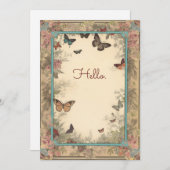 Vintag Style Blume Schmetterlinge Hallo Flat (Vorne/Hinten)