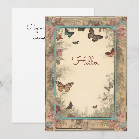 Vintag Style Blume Schmetterlinge Hallo Flat (Vorne/Hinten)