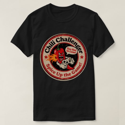 Vintag Style Cartoon Chili mit Controller Gamer T-Shirt (Design vorne)