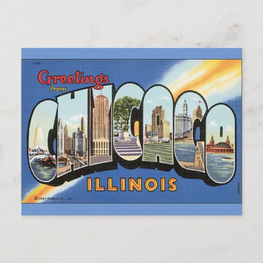 Vintag Style Chicago Illinois Postcard Postkarte (Vorderseite)