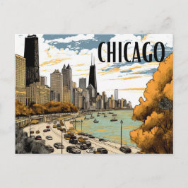 Vintag Style Chicago Postcard Postkarte
