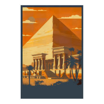 Vintag Style Egypt Poster Illustration
