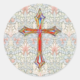 Vintag Style Faith Cross farbenfroh Runder Aufkleber