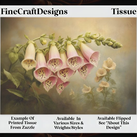 Vintag Style Foxglove Illustration EG1L Decoupage Seidenpapier