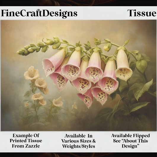 Vintag Style Foxglove Illustration EG1R Decoupage Seidenpapier