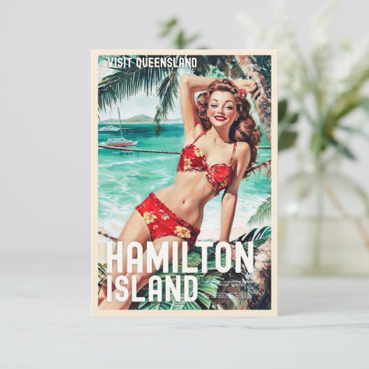 Vintag Style Hamilton Island Travel Card Karte (Stehend Vorderseite)