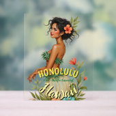 Vintag Style Hawaii Travel Honolulu Hula Girl Acrylschild (Neutral)