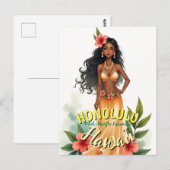 Vintag Style Hawaii Travel Honolulu Hula Girl Postkarte (Vorne/Hinten)