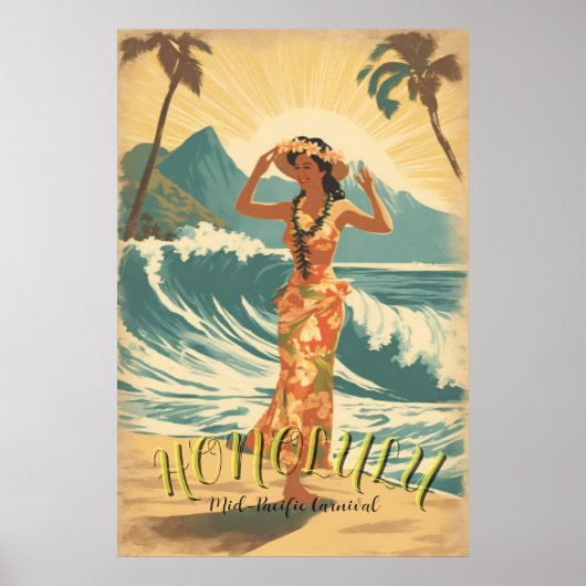 Vintag Style Hawaii Travel Poster (Vorne)