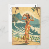 Vintag Style Hawaii Travel Postkarte (Vorne/Hinten)