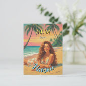 Vintag Style Hawaiian Travel Aloha aus Hawaii Postkarte (Stehend Vorderseite)