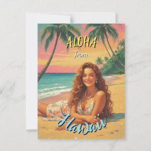 Vintag Style Hawaiian Travel Aloha aus Hawaii Postkarte