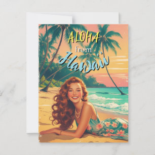 Vintag Style Hawaiian Travel Aloha aus Hawaii Postkarte