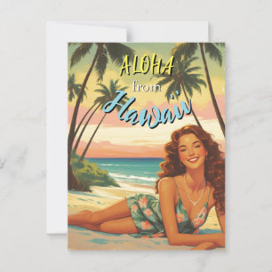 Vintag Style Hawaiian Travel Aloha aus Hawaii Postkarte