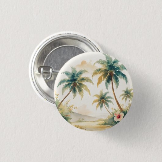 Vintag Style Hawaiian Travel Honolulu Button (Vorne & Hinten)