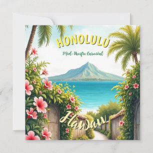 Vintag Style Hawaiian Travel Honolulu Card