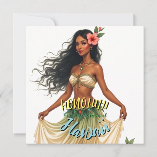 Vintag Style Hawaiian Travel Honolulu Girl Card (Vorderseite)