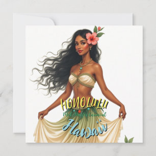 Vintag Style Hawaiian Travel Honolulu Hula Girl Feiertagskarte