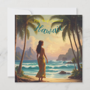 Vintag Style Hawaiian Travel Honolulu Hula Girl Feiertagskarte