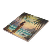 Vintag Style Hawaiian Travel Honolulu Hula Girl Fliese (Seite)