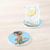 Vintag Style Hawaiian Travel Honolulu Hula Girl Getränkeuntersetzer (Seite)