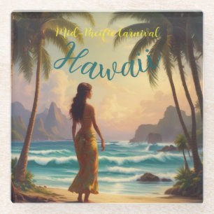 Vintag Style Hawaiian Travel Honolulu Hula Girl Glasuntersetzer