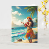 Vintag Style Hawaiian Travel Honolulu Hula Girl Karte (Gelbe Blume)