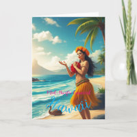 Vintag Style Hawaiian Travel Honolulu Hula Girl