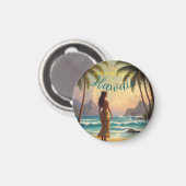 Vintag Style Hawaiian Travel Honolulu Hula Girl Magnet (Vorderseite/Rückseite)