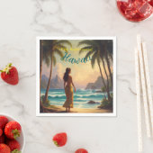 Vintag Style Hawaiian Travel Honolulu Hula Girl Serviette (Beispiel)